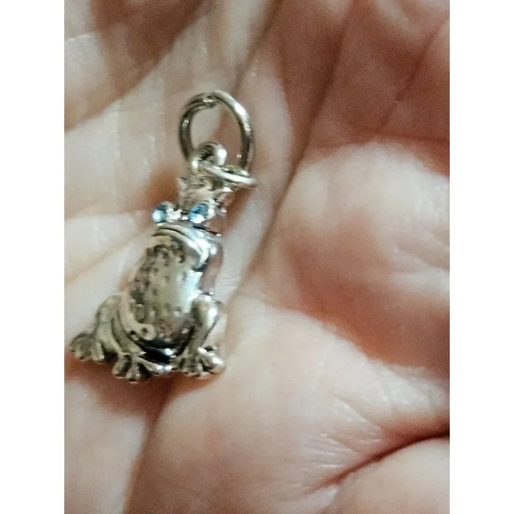 Silver tone frog pendant charm - Picture 7 of 9